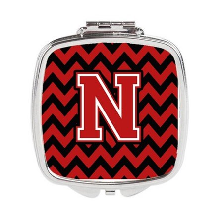 CAROLINES TREASURES Letter N Chevron Black and Red Compact Mirror CJ1047-NSCM